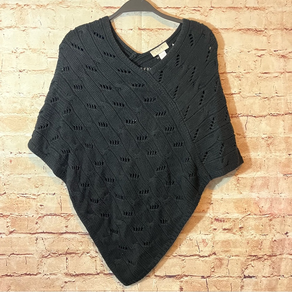 LOFT Black Knit Poncho